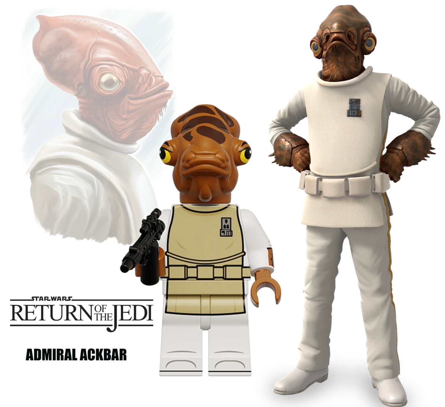 PREVENTE ♥️♥️MINIFIGURE STAR WARS UNIVERS: ADMIRAL ACKBAR ♥️♥️Custom Disponibilité fin août 2026