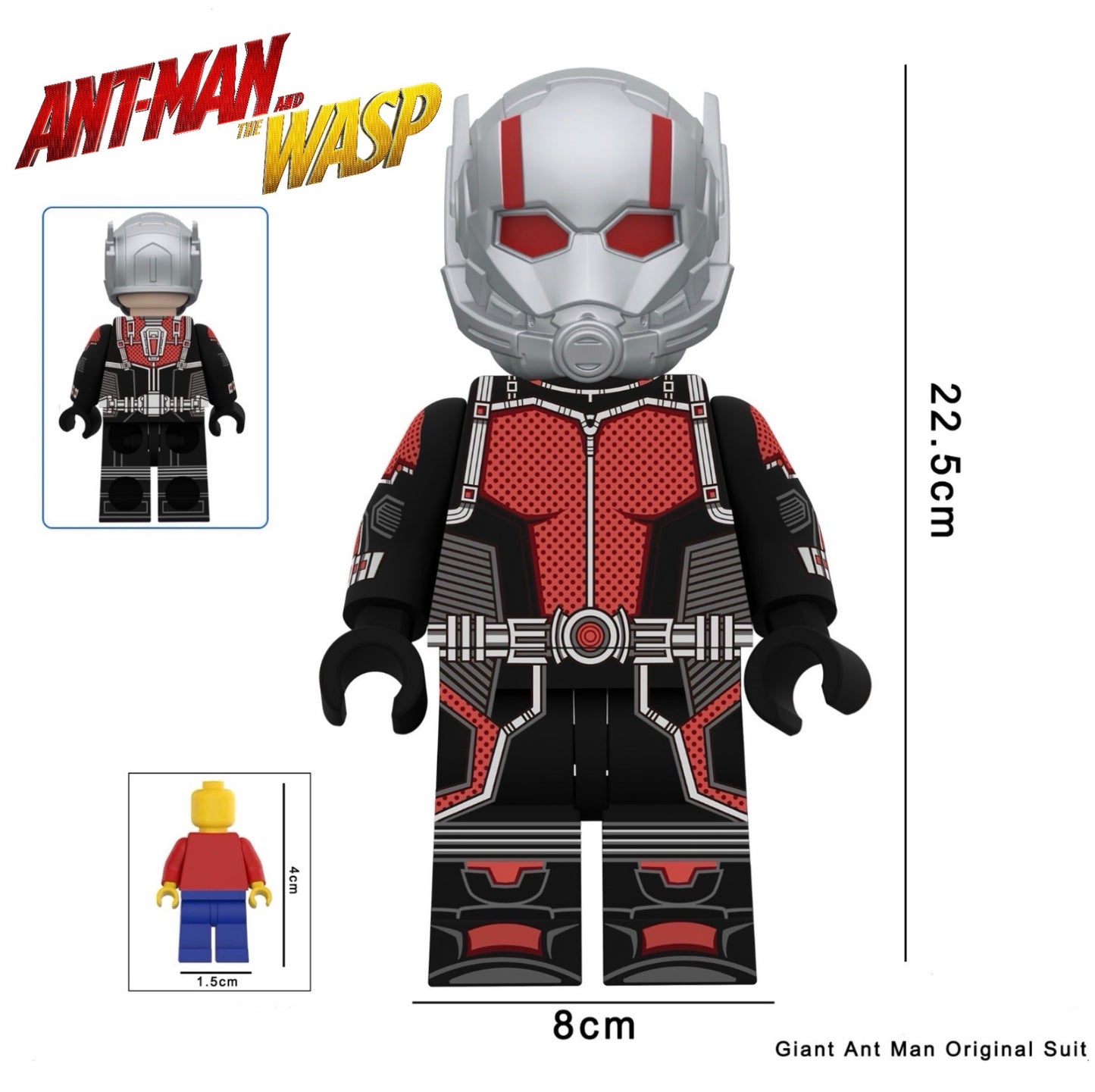 PRÉVENTE GIANT MINIFIGURE MARVEL UNIVERS: GIANT ANT MAN ORIGINAL SUIT 22,5cm  custom Disponibilité mi-septembre 2026