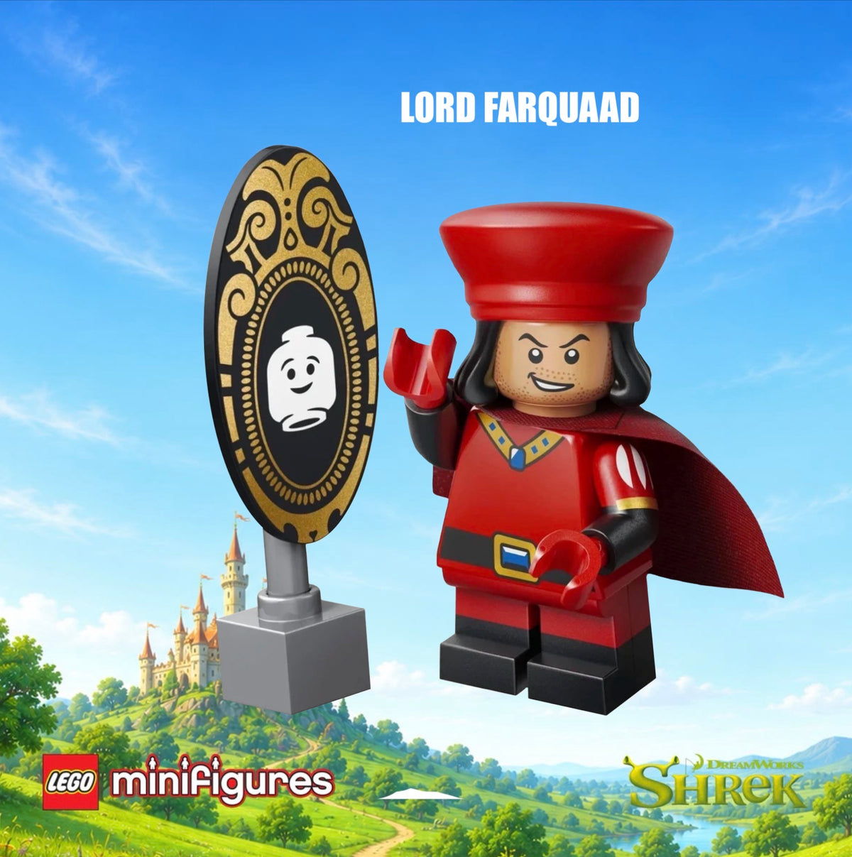 PREVENTE LEGO MINIFIGURE SÉRIES SHREK : LORD FARQUAAD "Socle+Fascicule inclus " Disponibilité fin septembre 2026