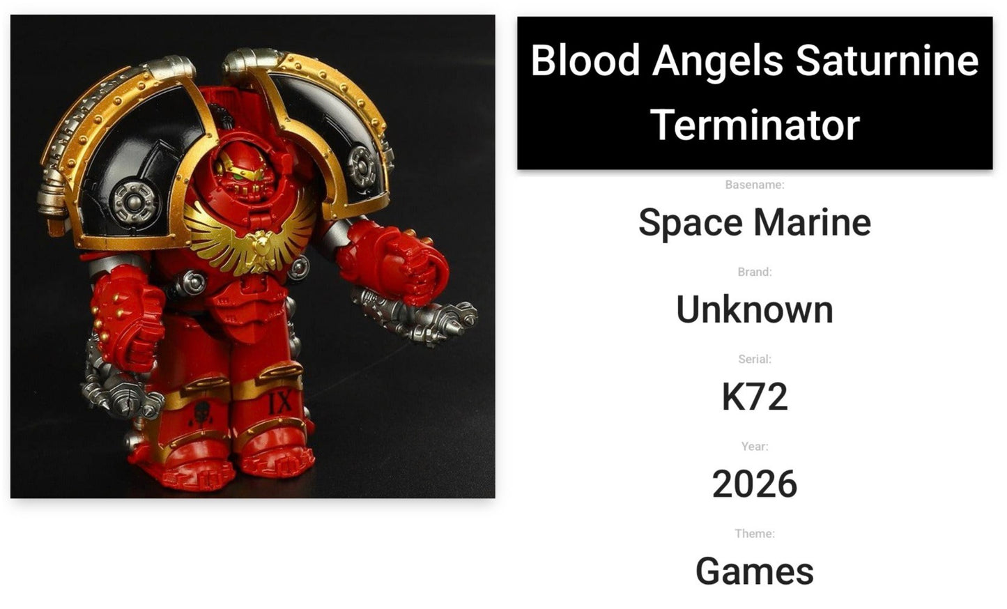 MINIFIGURE WARHAMMER 40K UNIVERS: Imperial Fist Saturnine Terminator(8,8cm)custom