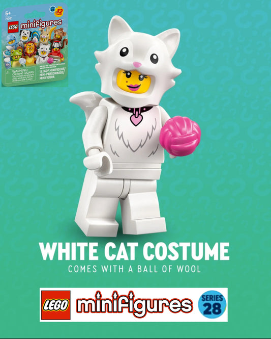 PREVENTE MINIFIGURE SÉRIES 28: WHITE CAT COSTUME "socle+fascicule" custom Disponibilité mi-janvier 2026