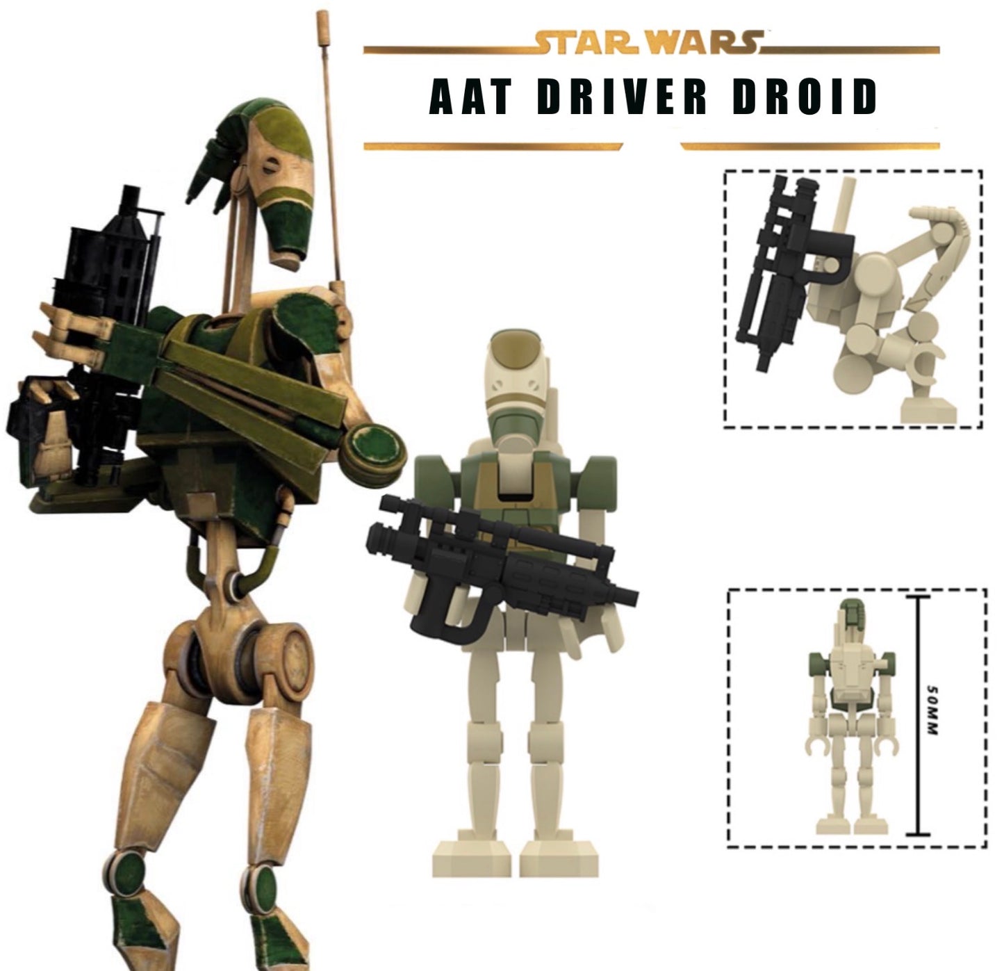 PREVENTE⭐️ TOP ZEDBRICK 2026 ⭐️MINIFIGURE STAR WARS UNIVERS: AAT DRIVER BATTLE DROID (new model) ⭐️Custom Disponibilité mi-septembre 2026