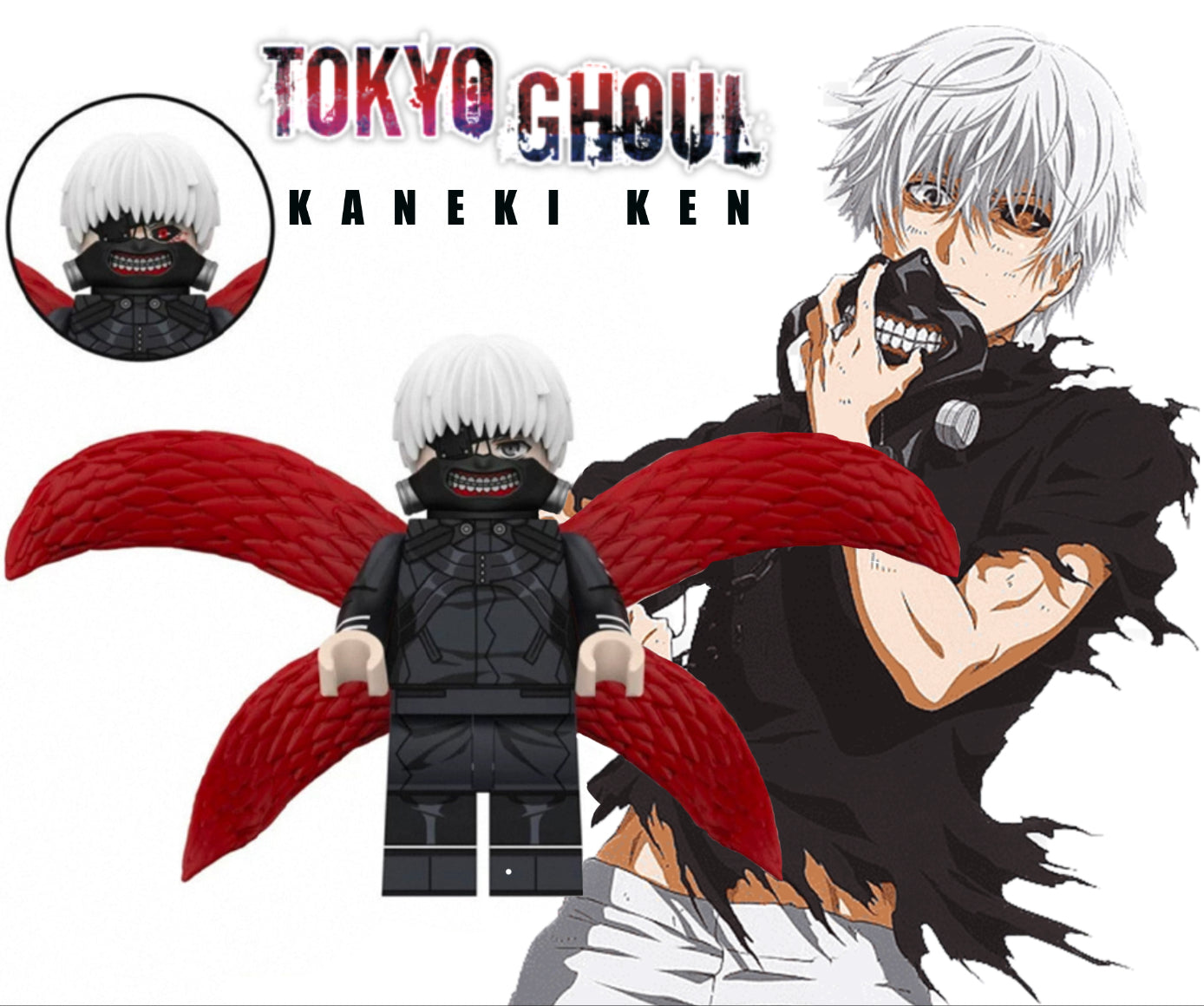 ⭐️⭐️⭐️MINIFIGURE TOKYO GHOUL UNIVERS: KANEKI KEN  ⭐️⭐️⭐️custom
