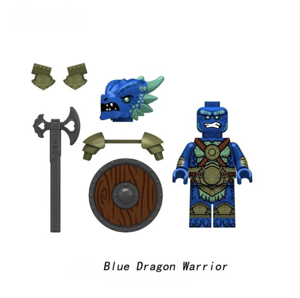 PREVENTE MINIFIGURE MÉDIÉVALE UNIVERS: BLUE DRAGON WARRIOR Custom Disponibilité fin septembre 2025