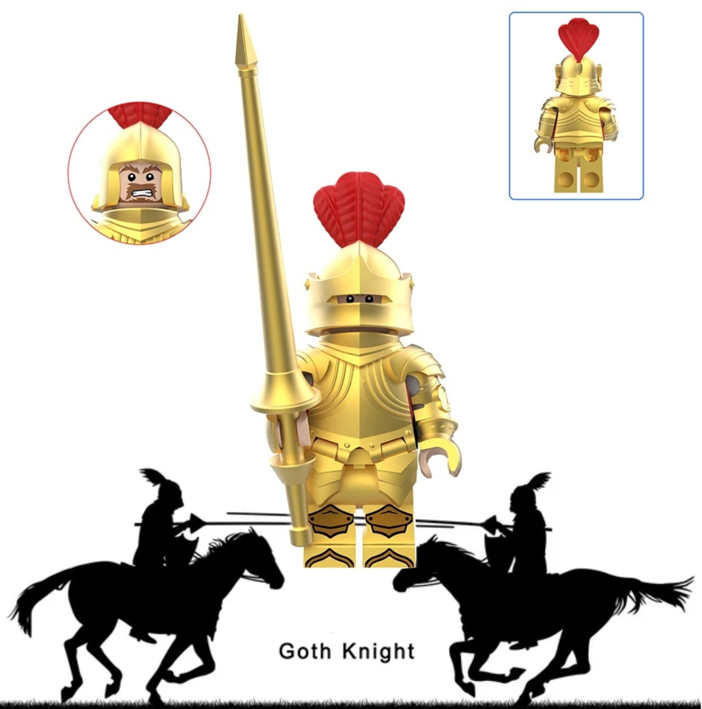 SUPERBE MINIFIGURE MÉDIÉVALE UNIVERS: GOTH KNIGHT (version B) Custom