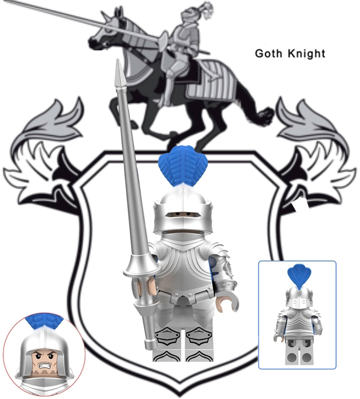 SUPERBE MINIFIGURE MÉDIÉVALE UNIVERS: GOTH KNIGHT (version C) Custom