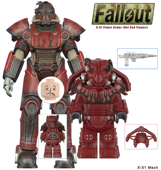 MINIFIGURE FALLOUT UNIVERS: X-01 Power Armor (Hot Rod Flames) CUSTOM