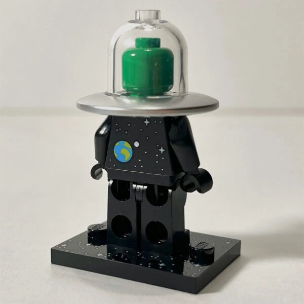 MINIFIGURE SPACE SÉRIES 26: Alien in UFO Costume "socle+fascicule" custom