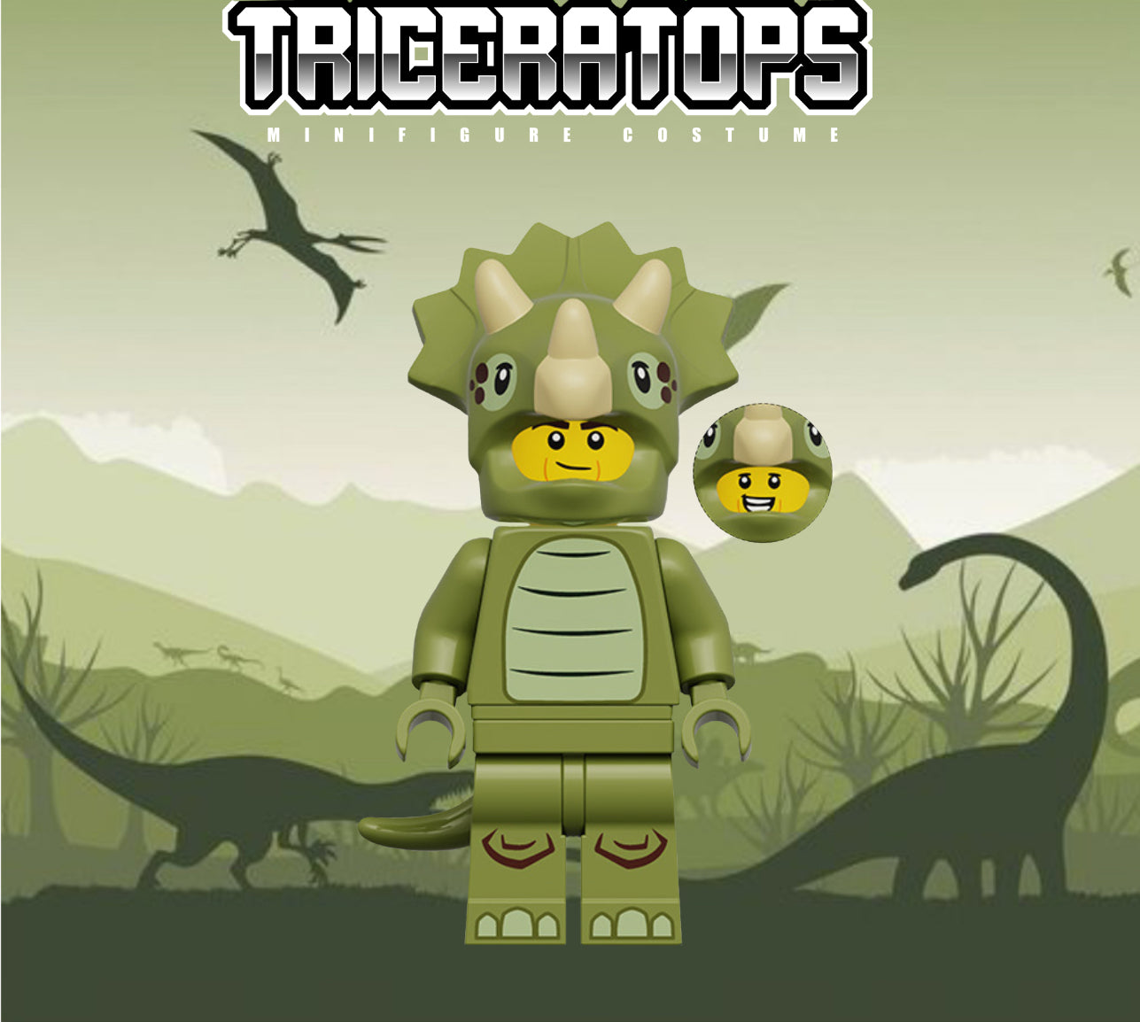 MINIFIGURE DÉGUISEMENT UNIVERS: TRICÉRATOPS custom