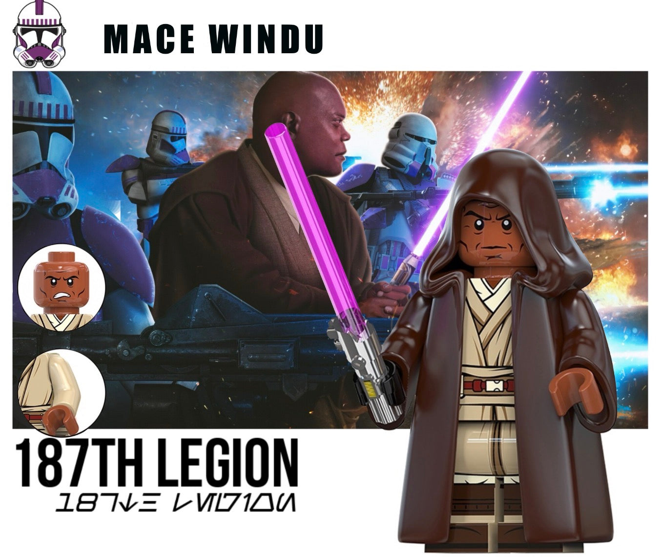 MINIFIGURE STAR WARS UNIVERS: 187th MACE WINDU Custom – ZedBrick