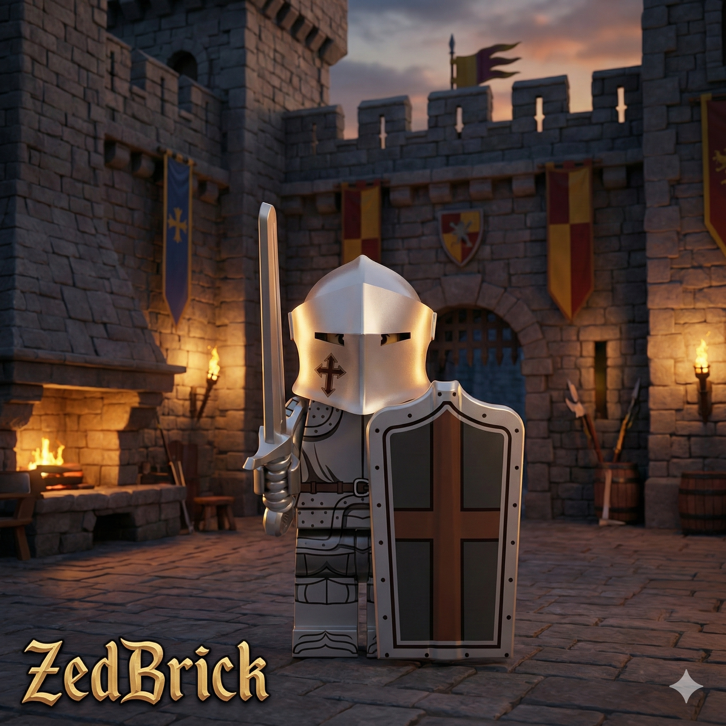 MINIFIGURE MÉDIÉVALE UNIVERS: ARMORED KNIGHT Custom