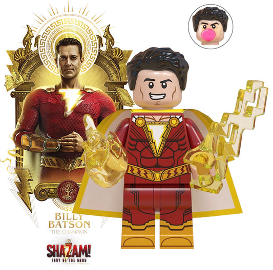 MINIFIGURE ⚠️⚠️INTROUVABLE DC UNIVERS SHAZAM ⚠️⚠️de 2019 :  BILLY BATSON "SHAZAM" Custom (Dernière pièce)