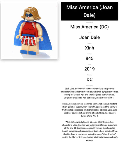 MINIFIGURE VINTAGE DC UNIVERS : MISS AMERICA / JOAN DALE (2019)custom