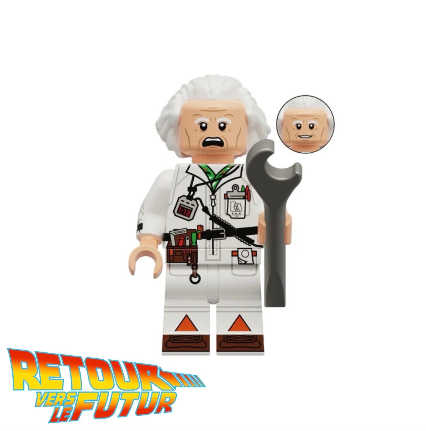MINIFIGURE BACK TO THE FUTURE : Dr. EMMETT BROWN "DOC" custom