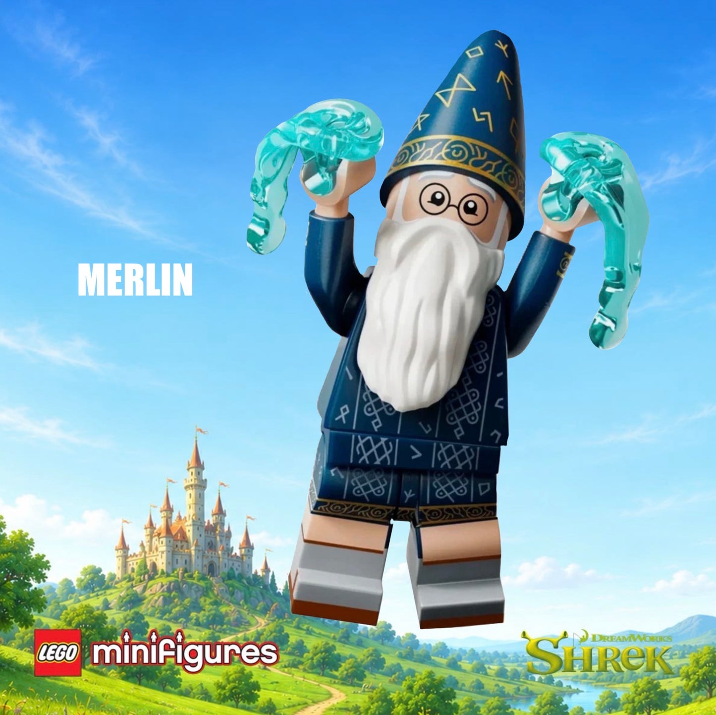 PREVENTE LEGO MINIFIGURE SÉRIES SHREK : MERLIN "Socle+Fascicule inclus " Disponibilité fin septembre 2026