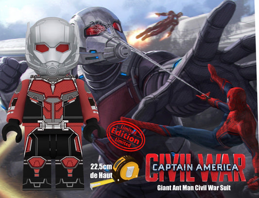 PRÉVENTE GIANT MINIFIGURE MARVEL UNIVERS: GIANT ANT MAN CIVIL WAR SUIT 22,5cm  custom Disponibilité mi-septembre 2026