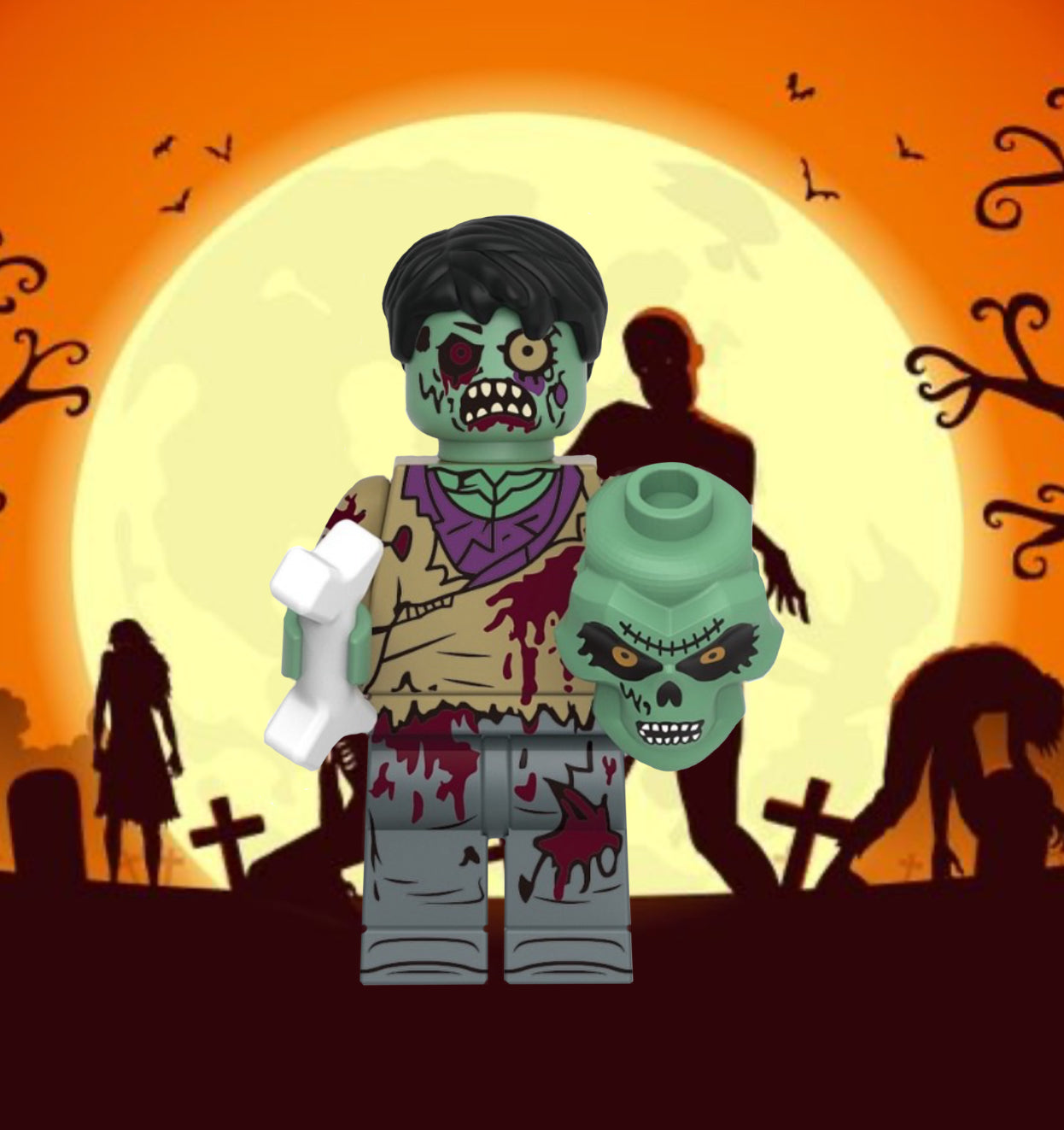 MINIFIGURE HORREUR UNIVERS : ZOMBIE custom