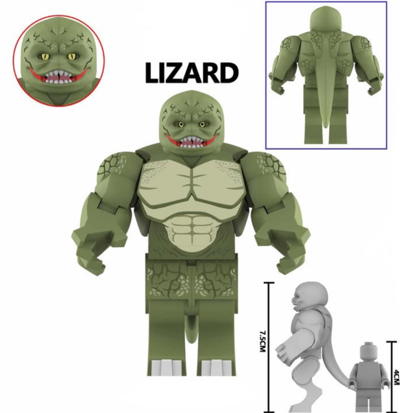♥️♥️♥️BIG MINIFIGURE MARVEL UNIVERS: LIZARD ♥️♥️♥️custom