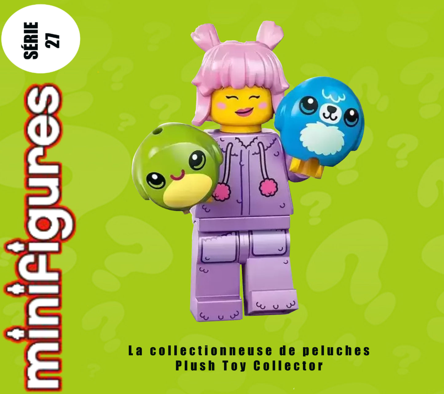 PREVENTE MINIFIGURE SÉRIES 27: LA COLLECTIONNEUSE DE PELUCHES "socle+fascicule" custom Disponibilité fin janvier 2025