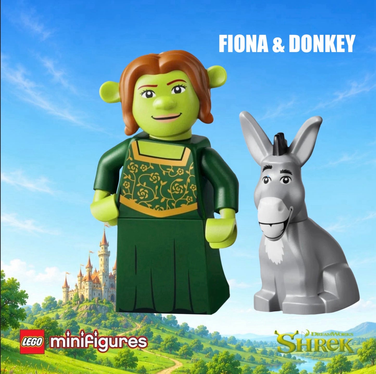 PREVENTE LEGO MINIFIGURE SÉRIES SHREK : FIONA & DONKEY "Socle+Fascicule inclus " Disponibilité fin septembre 2026