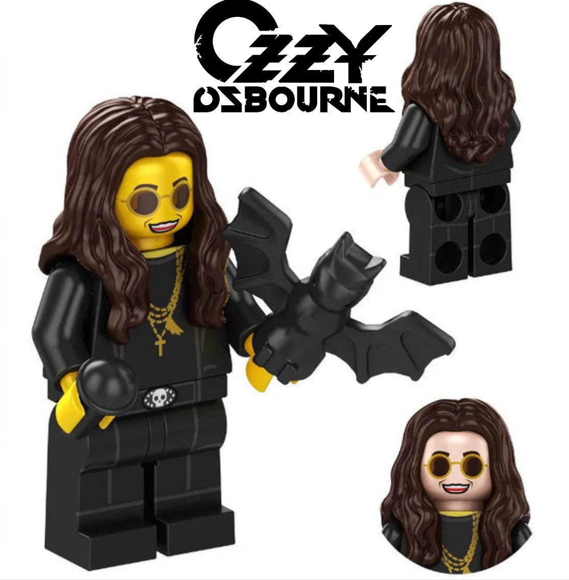 ♥️♥️MUSIC MINIFIGURE UNIVERS: OZZY OSBOURNE (TÊTE JAUNE ET BLANCHE) ♥️♥️Custom