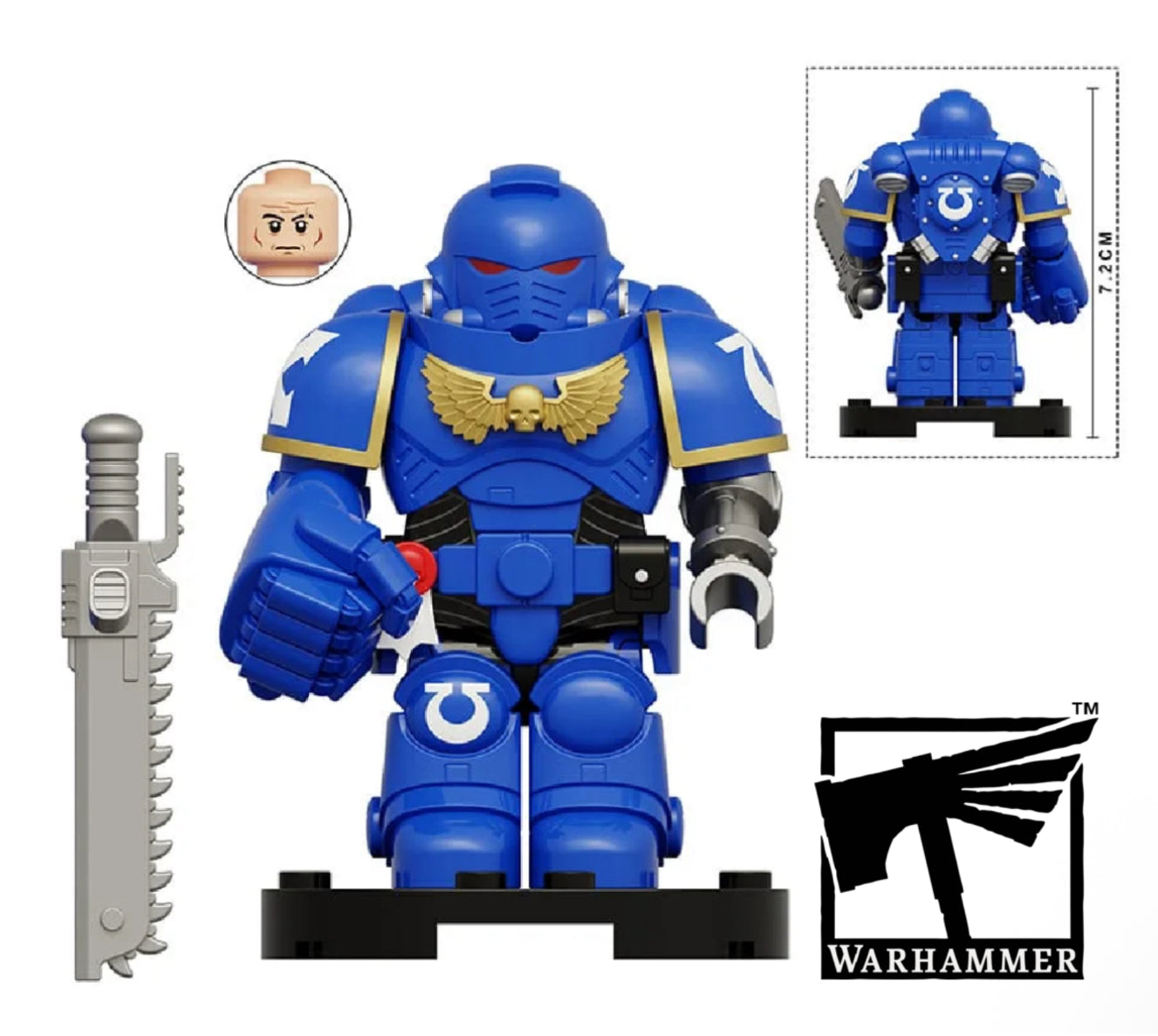 MINIFIGURE WARHAMMER 40K UNIVERS: Ultramarines Space Marines Astartes (7,2cm)custom