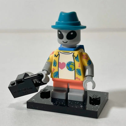 MINIFIGURE SPACE SÉRIES 26: Grey Alien Tourist "socle+fascicule" custom