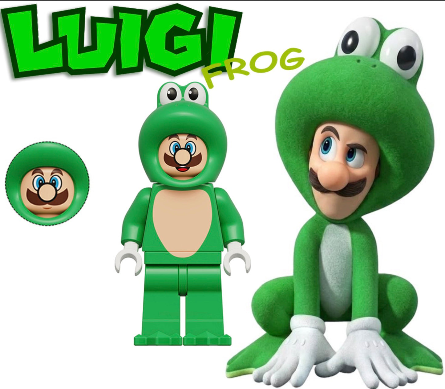 PREVENTE MINIFIGURE SUPER MARIO UNIVERS: LUIGI FROG custom Disponibilité fin septembre 2026