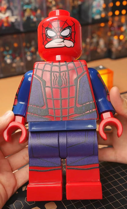 PREVENTE♥️♥️♥️GIANT MINIFIGURE MARVEL UNIVERS: SPIDERMAN HOME COMING 21,5CM ♥️♥️♥️custom Disponibilité Minifigures fin janvier 2026