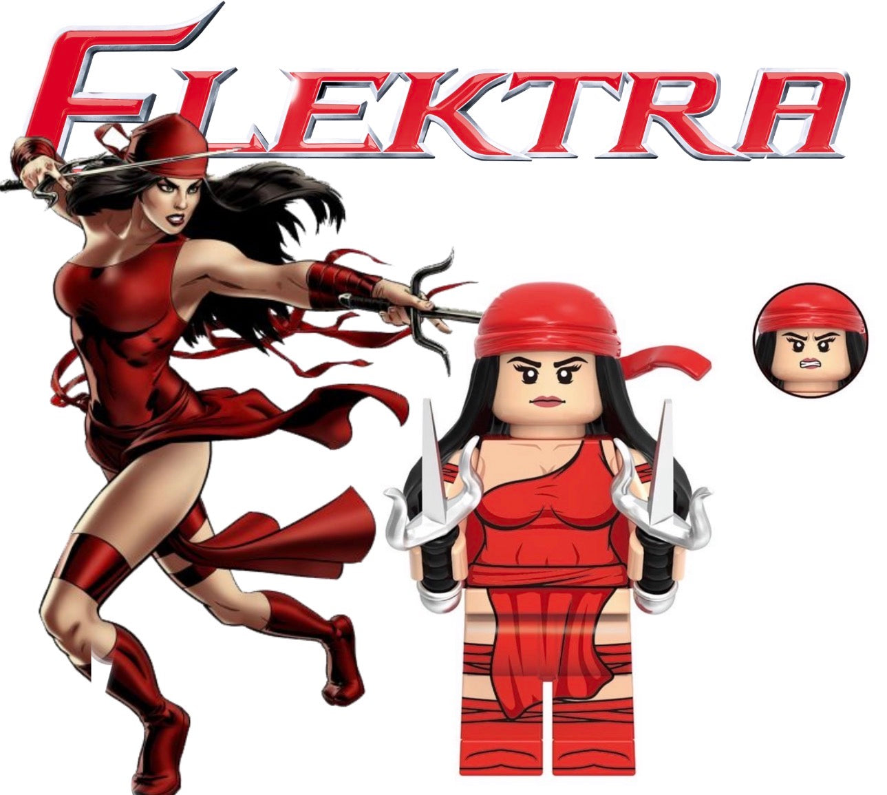 MINIFIGURE MARVEL UNIVERS: ELEKTRA (THE HAND NINJA) custom