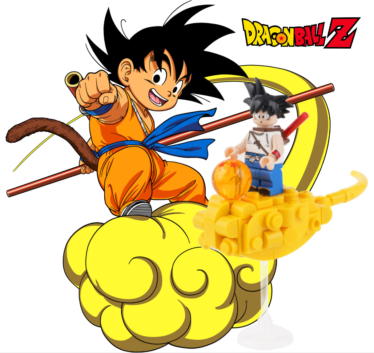 ♥️♥️MINIFIGURE DRAGON BALL Z UNIVERS: SON GOKU ENFANT AVEC NUAGE JAUNE ♥️♥️Custom