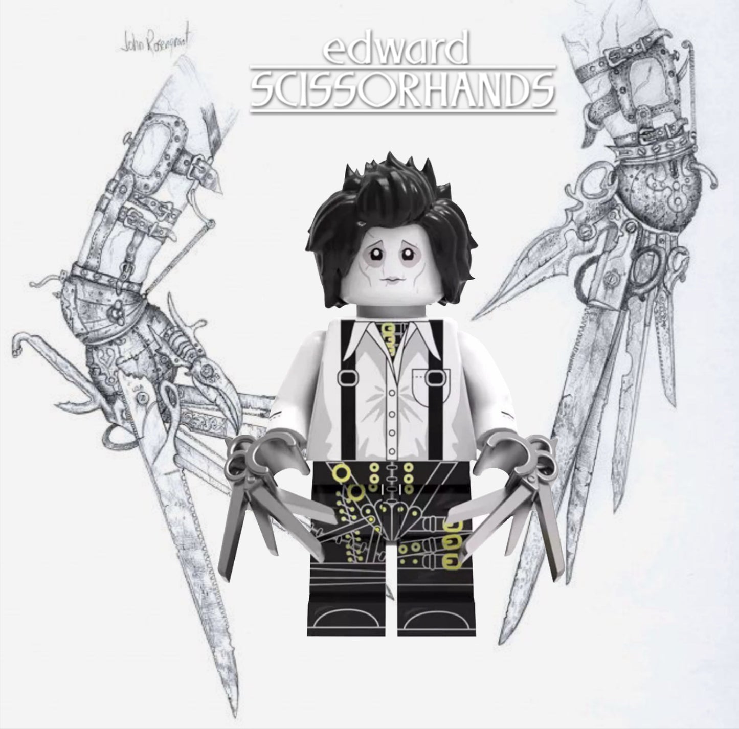 ♥️♥️♥️SUPERBE MINIFIGURE: EDWARD AUX MAINS D’ARGENT "Edward Scissorhands"  Custom ♥️♥️♥️TOP ZEDBRICK 2025♥️♥️♥️