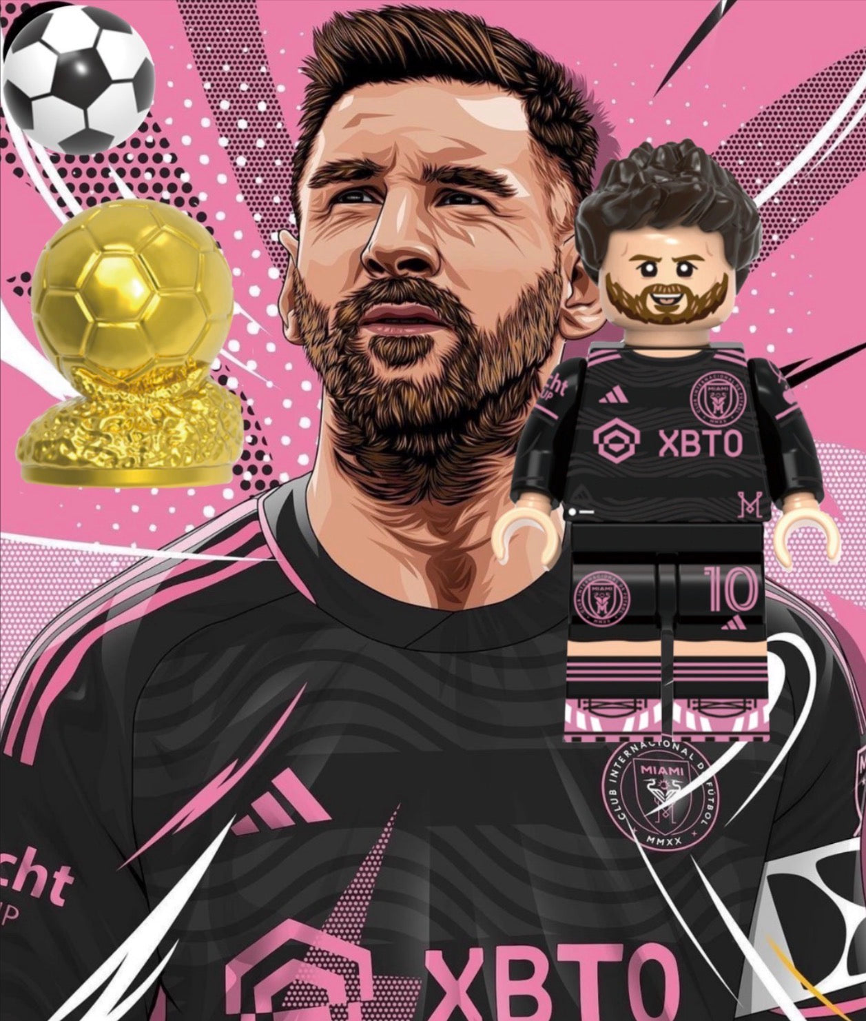 PREVENTE MINIFIGURE FOOTBALL UNIVERS: MESSI custom Disponibilité fin  juin 2026