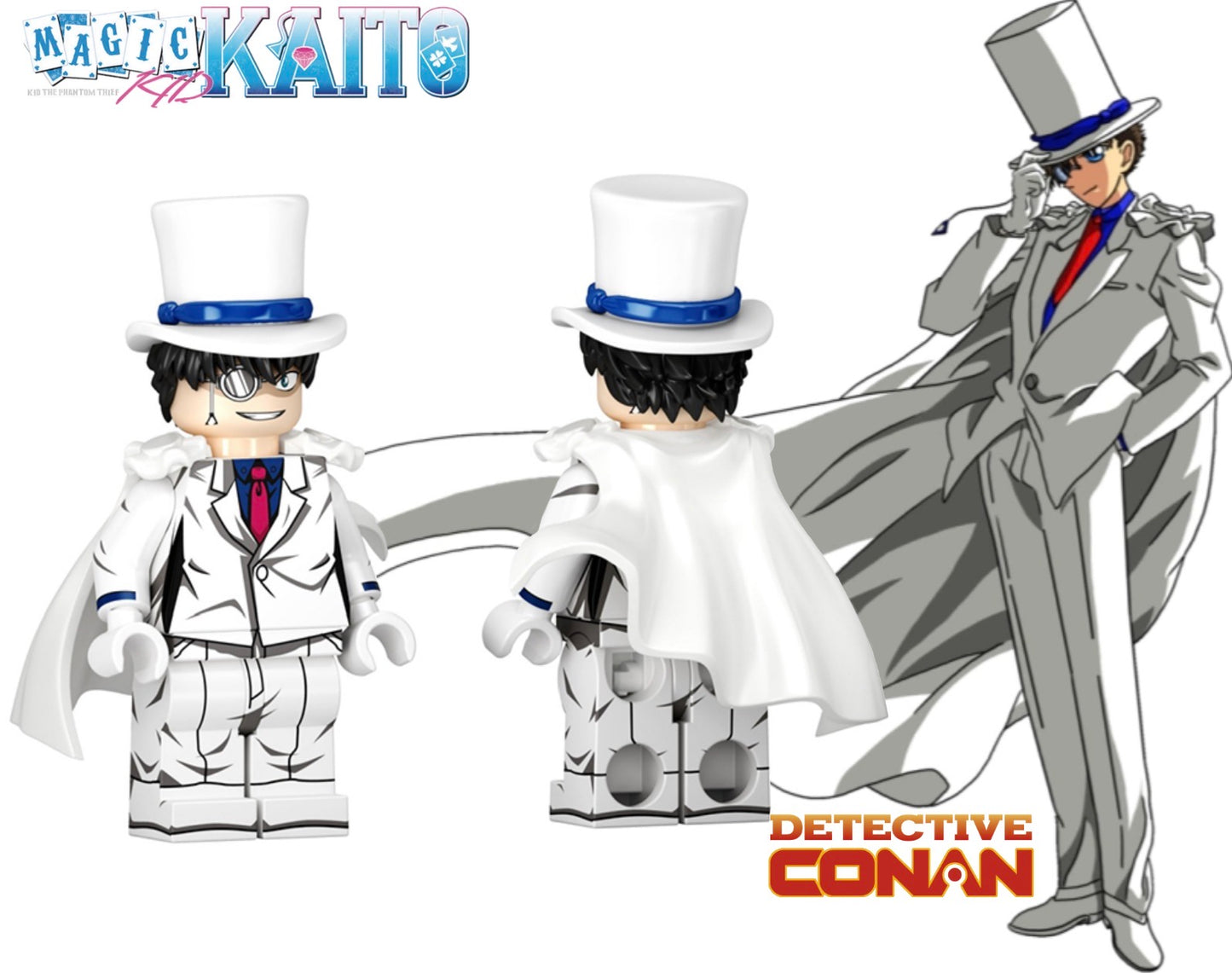 ⭐️⭐️⭐️SUPERBE MINIFIGURE DÉTECTIVE CONAN UNIVERS: KAITOU KID ⭐️⭐️⭐️custom