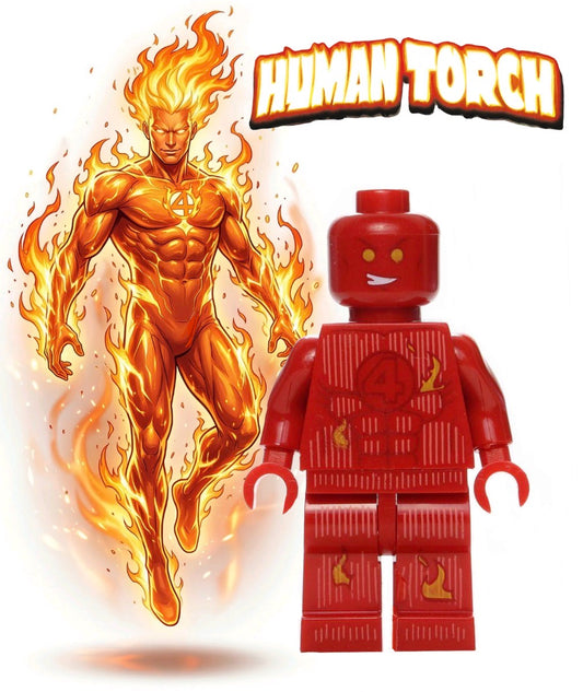 MINIFIGURE MARVEL UNIVERS DE 2017: HUMAIN TORCH custom ⚠️RARE⚠️Dernière pièce