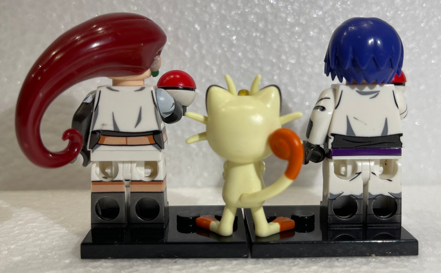 "INTROUVABLE " ♥️♥️MINIFIGURES POKEMON LA TEAM ROCKET : Le trio Jessie, James et Miaouss ♥️♥️custom TOP2023/24