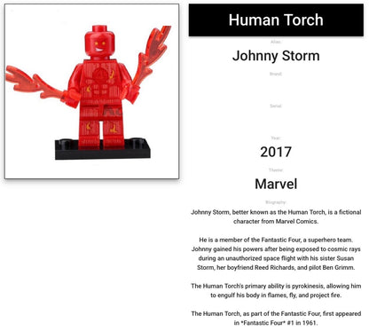 MINIFIGURE MARVEL UNIVERS DE 2017: HUMAIN TORCH custom ⚠️RARE⚠️Dernière pièce