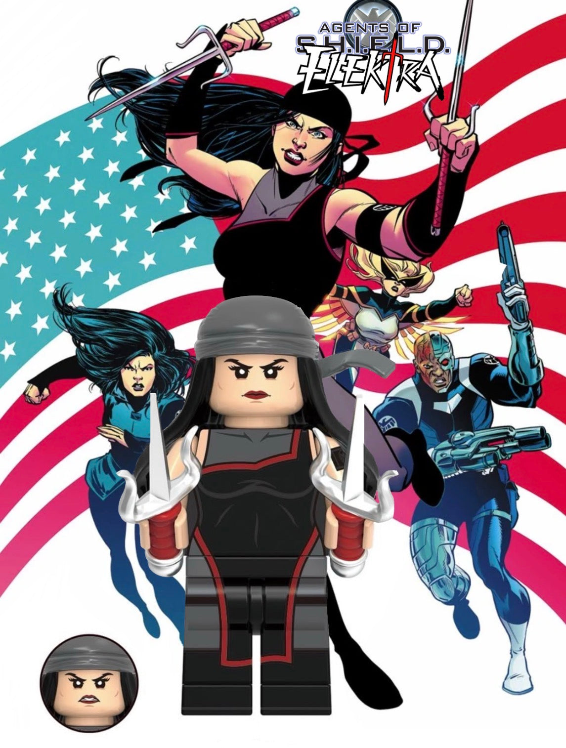 PREVENTE MINIFIGURE MARVEL UNIVERS: ELEKTRA (TENUE AGENTS OF SHIELD)custom Disponibilité fin Mai 2026
