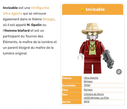 ⭐️ ⭐️ ⭐️MINIFIGURE NINJAGO UNIVERS: INVIZABLE (MR PALE) ⭐️ ⭐️ ⭐️ CUSTOM