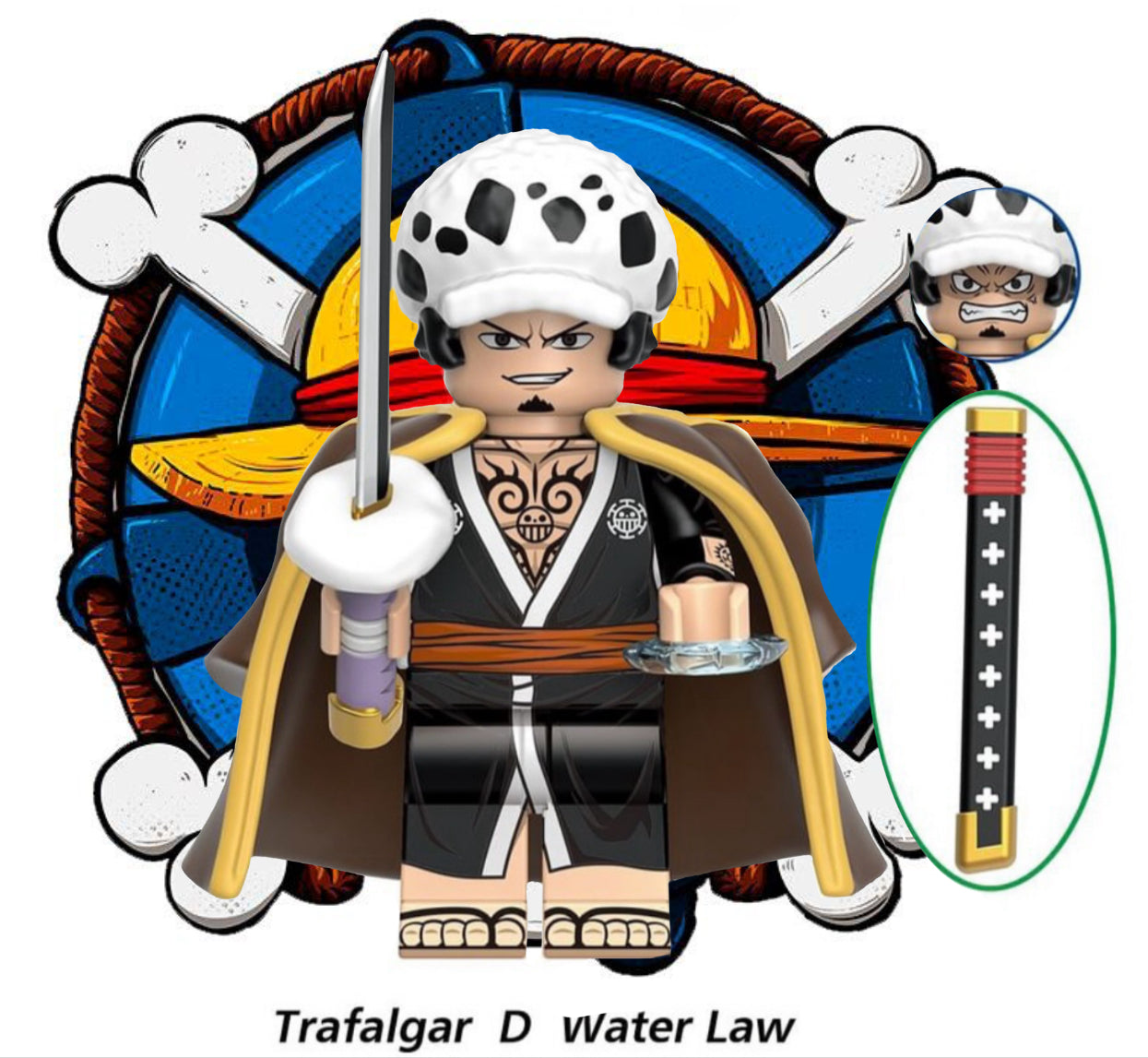 ♥️♥️MINIFIGURE ONE PEACE: TRAFALGAR D WATER LAW ♥️♥️custom