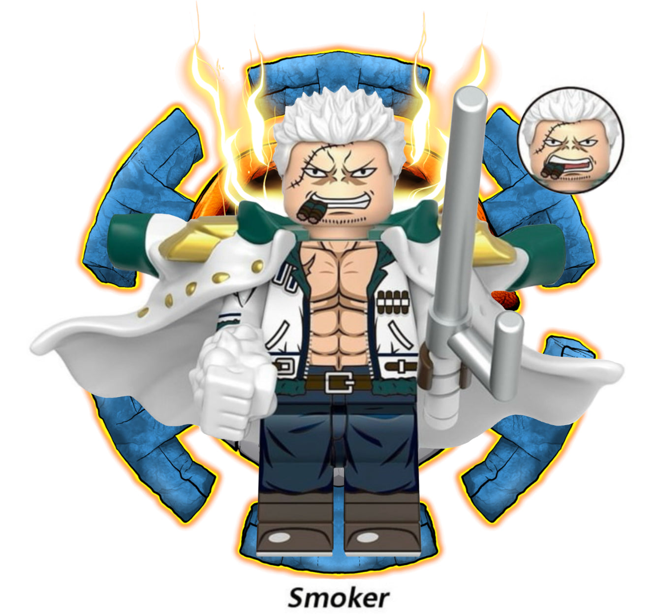 PREVENTE ♥️♥️MINIFIGURE ONE PEACE: SMOKER ♥️♥️custom disponibilité fin Octobre 2024