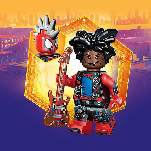PREVENTE LEGO MINIFIGURE SÉRIES ACROSS THE SPIDER-VERSE : SPIDER-PUNK "Socle+Fascicule inclus " Disponibilité mi-septembre 2025