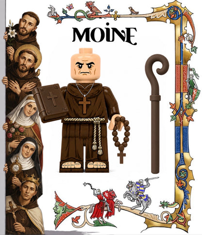 PREVENTE MINIFIGURE MÉDIÉVAL UNIVERS: MOINE AVEC BÂTON Custom Disponibilité fin septembre 2026