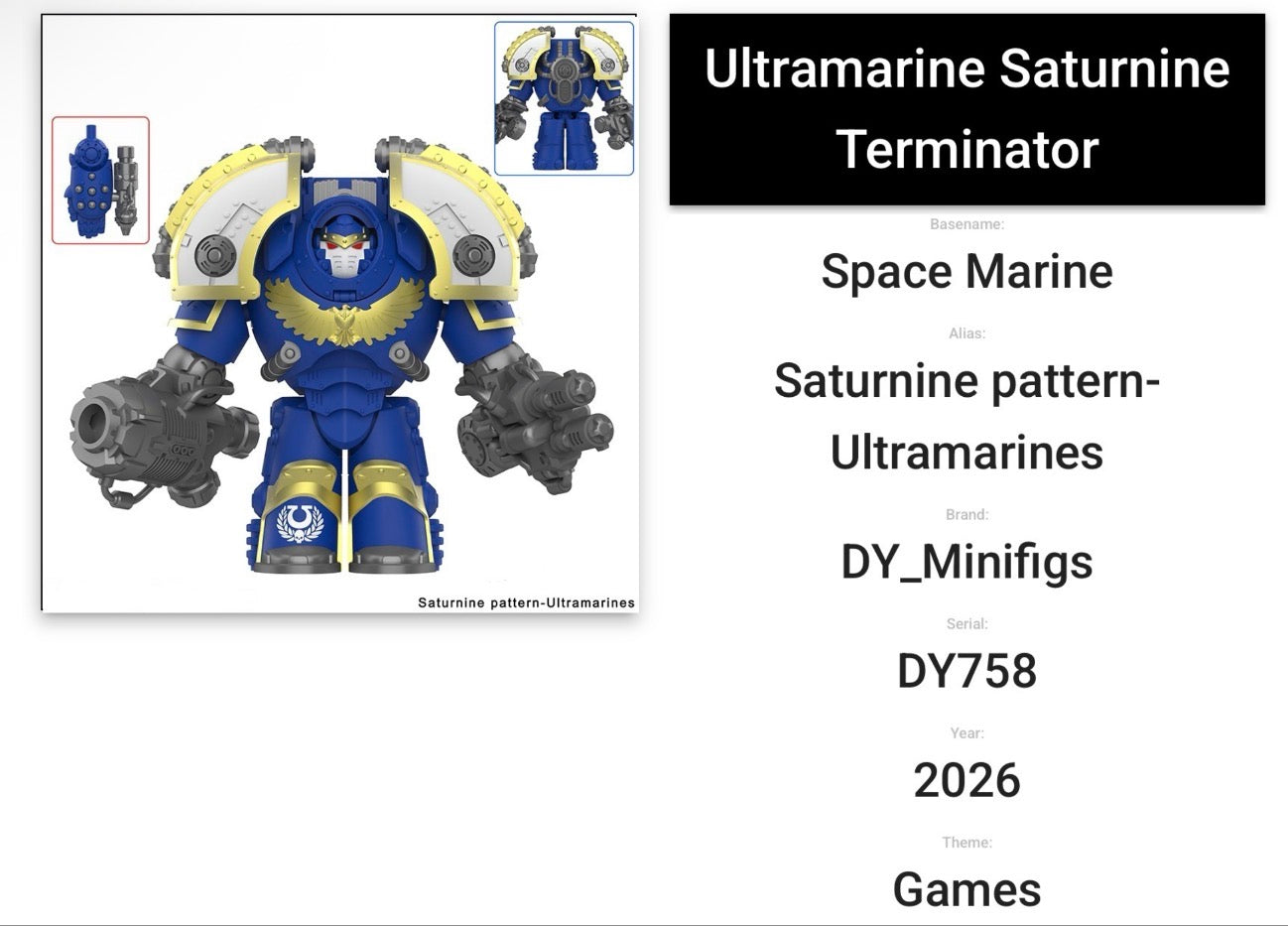 ⭐️⭐️⭐️BIG MINIFIGURE WARHAMMER 40K UNIVERS: SATURNINE PATTERN-ULTRAMARINE ⭐️⭐️⭐️custom