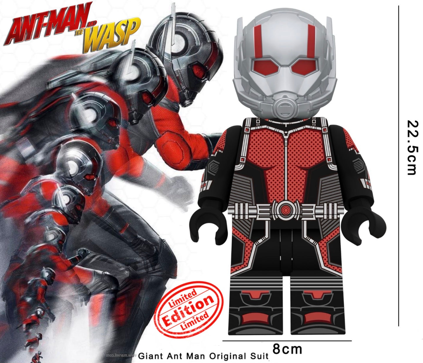 PRÉVENTE GIANT MINIFIGURE MARVEL UNIVERS: GIANT ANT MAN ORIGINAL SUIT 22,5cm  custom Disponibilité mi-septembre 2026