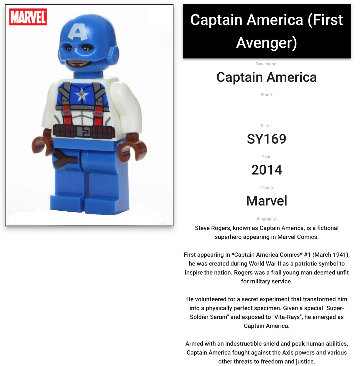 INTROUVABLE MINIFIGURE MARVEL UNIVERS DE 2014: CAPTAIN AMERICA custom ⚠️Derniers articles en stock⚠️