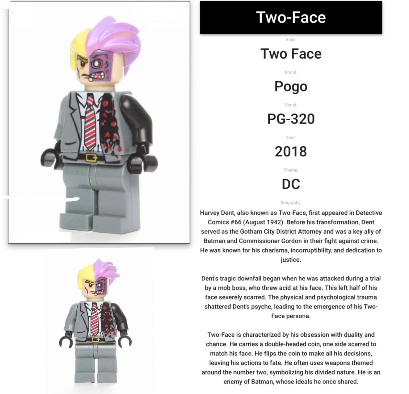 MINIFIGURE VINTAGE DC UNIVERS : TWO-FACE (2018)custom