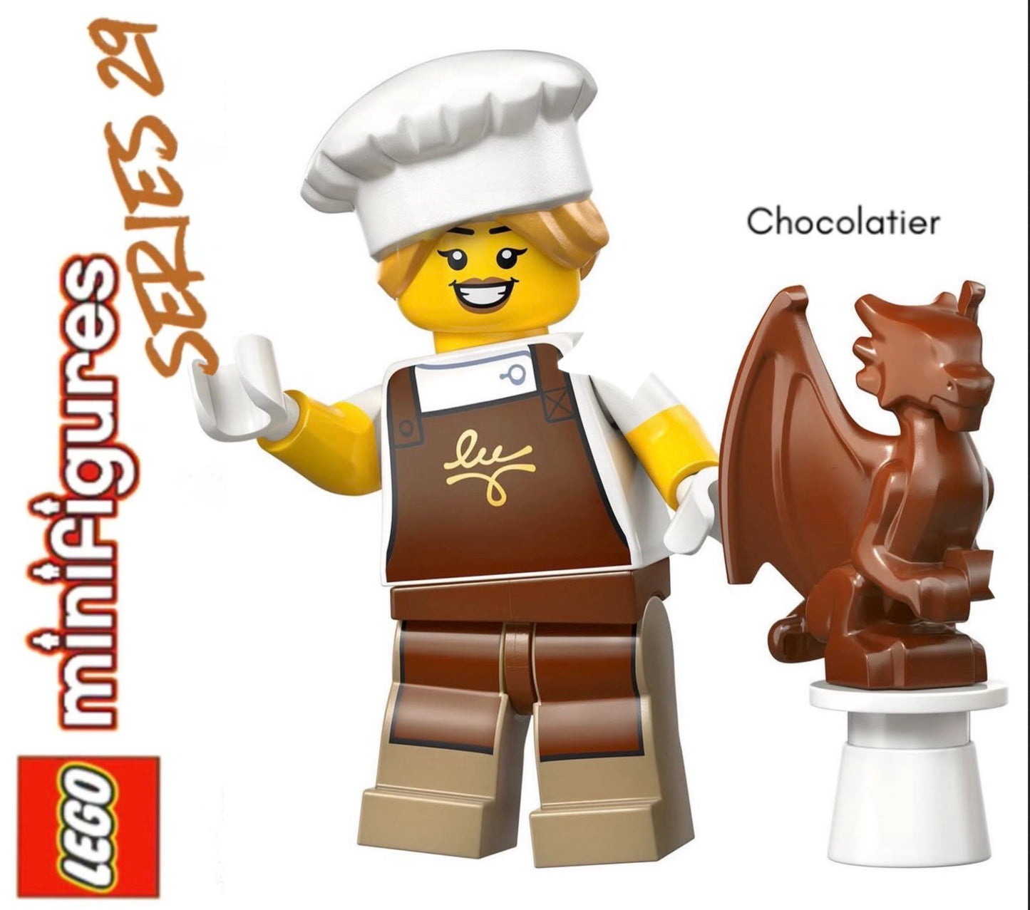 LEGO MINIFIGURE SÉRIES 29: CHOCOLATIER "socle+fascicule"  ORIGINAL LEGO MINIFIGURINES