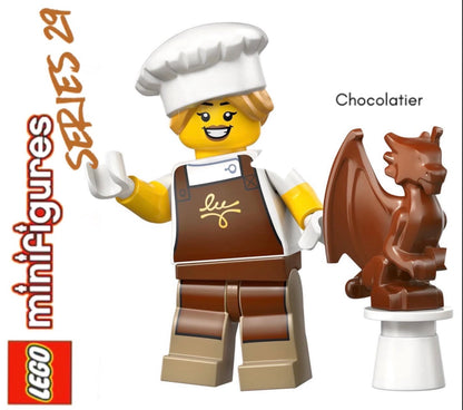 LEGO MINIFIGURE SÉRIES 29: CHOCOLATIER "socle+fascicule"  ORIGINAL LEGO MINIFIGURINES