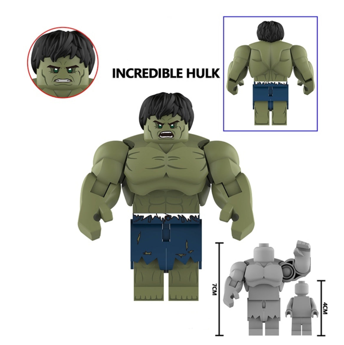 ♥️♥️♥️BIG MINIFIGURE MARVEL UNIVERS: INCREDIBLE HULK (C) ♥️♥️♥️custom